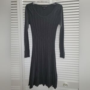 Jessica Howard Dark Gray Ribbed Knit Dress Cable Knit Detail Size L
